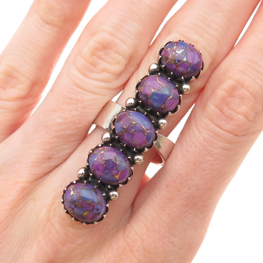 925 Sterling Vintage Real Mohave Purple Turquoise Adjustable Ring Size 8.5