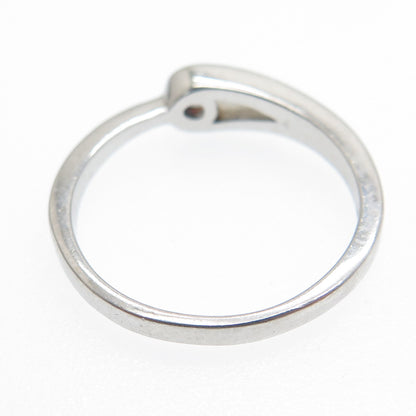 925 Sterling Silver Round-Cut C Z Hook & Eye Ring Size 6.75