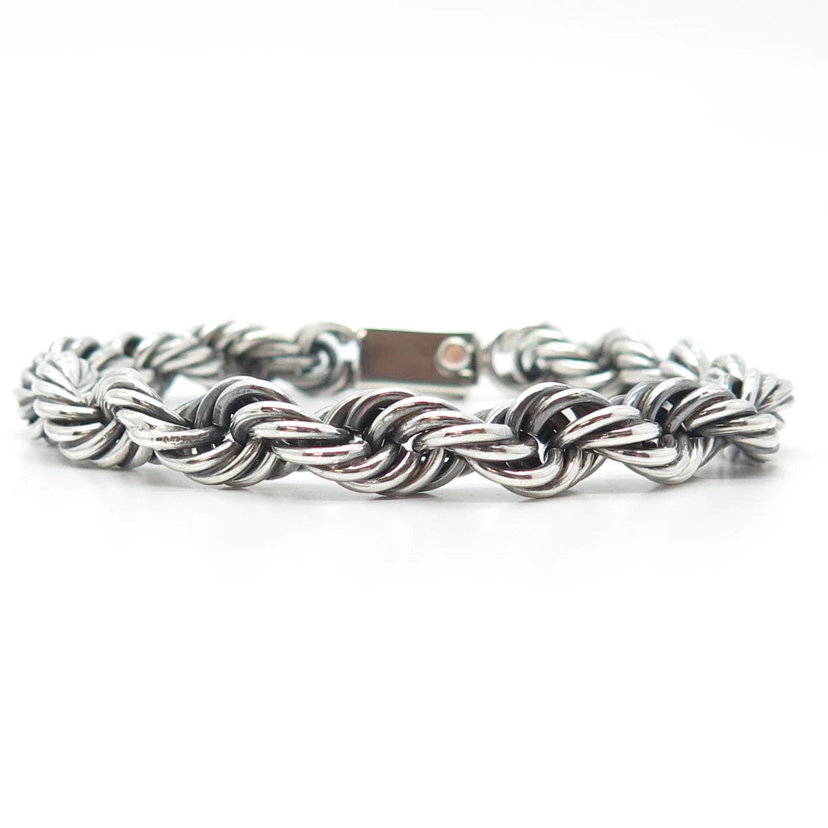 925 Sterling Silver Vintage Mexico Twisted Rope Link Bracelet 6.75"