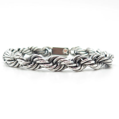 925 Sterling Silver Vintage Mexico Twisted Rope Link Bracelet 6.75"