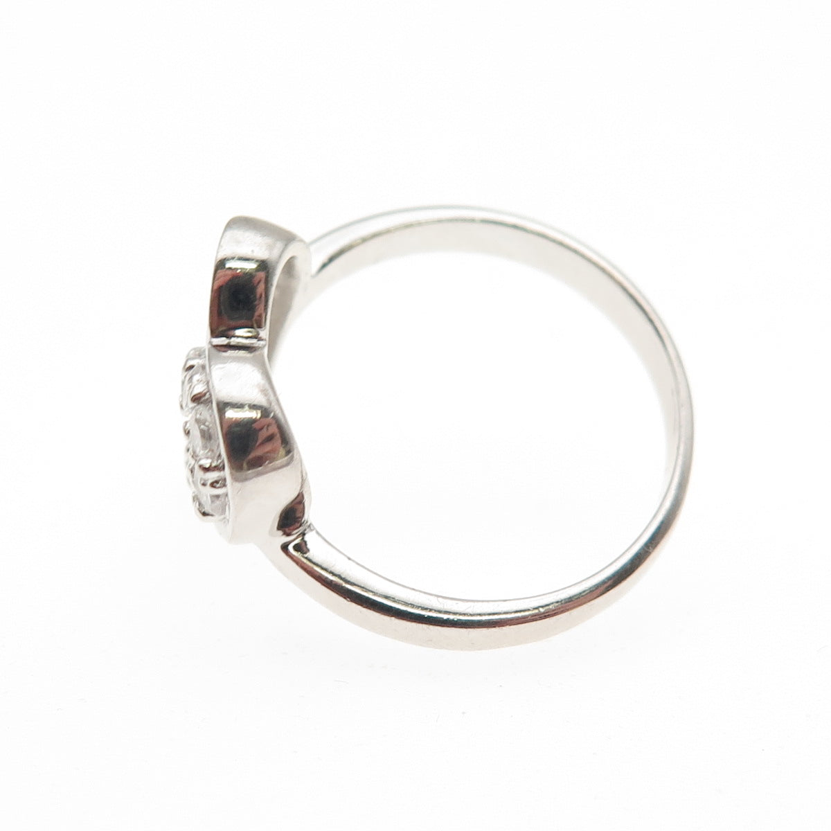 925 Sterling Silver Round-Cut C Z Heart Ring Size 6