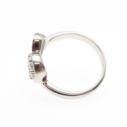 925 Sterling Silver Round-Cut C Z Heart Ring Size 6