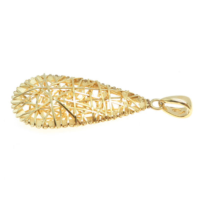 GIOIELLI DI VALENZA 925 Sterling Silver Gold Plated Modernist Teardrop Pendant
