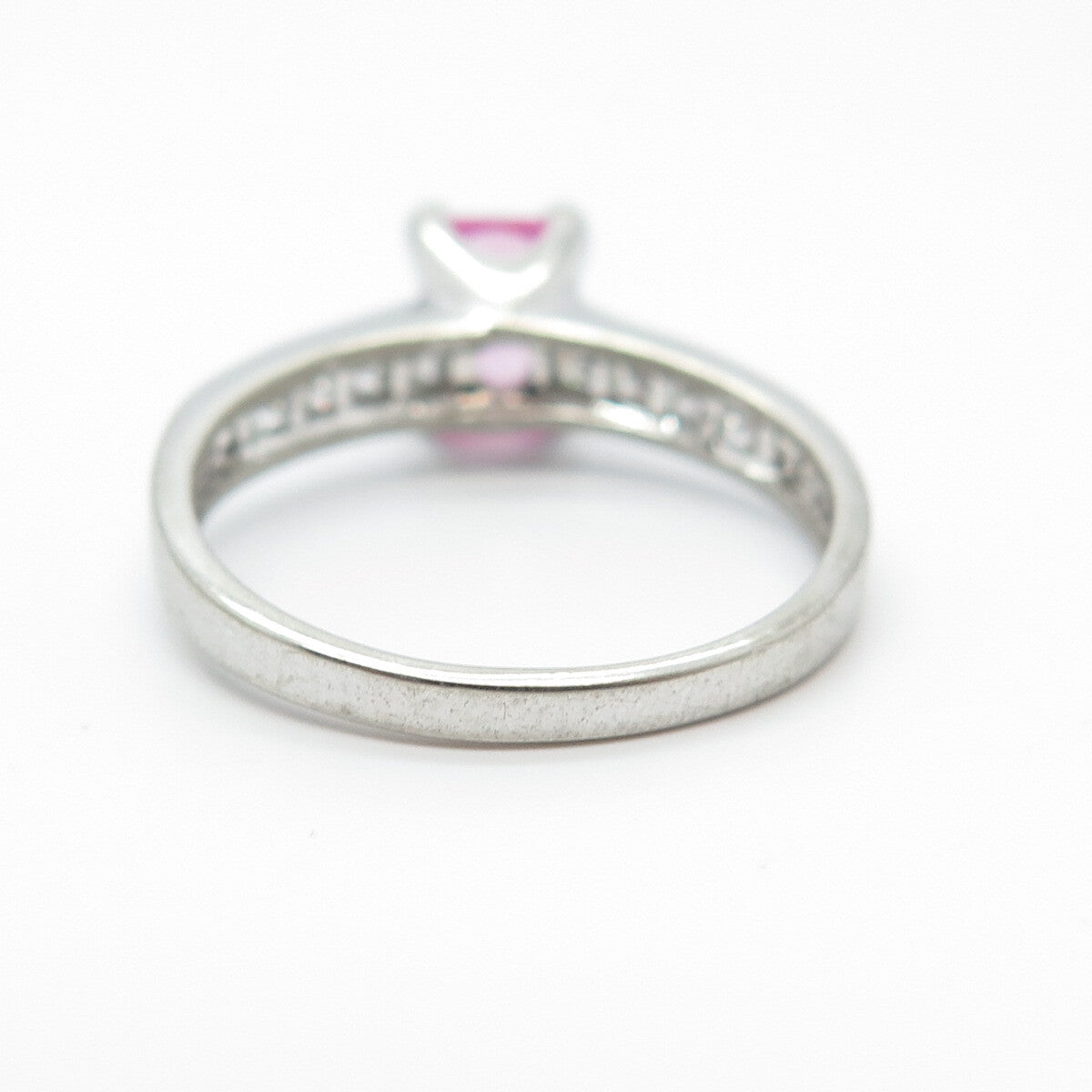 925 Sterling Silver Lab-Created Sapphire Gem & C Z Ring Size 7