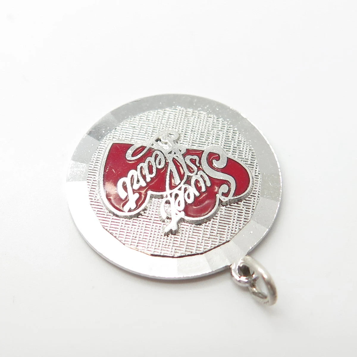 925 Sterling Silver Vintage Griffith & Sons Co Enamel Sweet Heart Charm Pendant