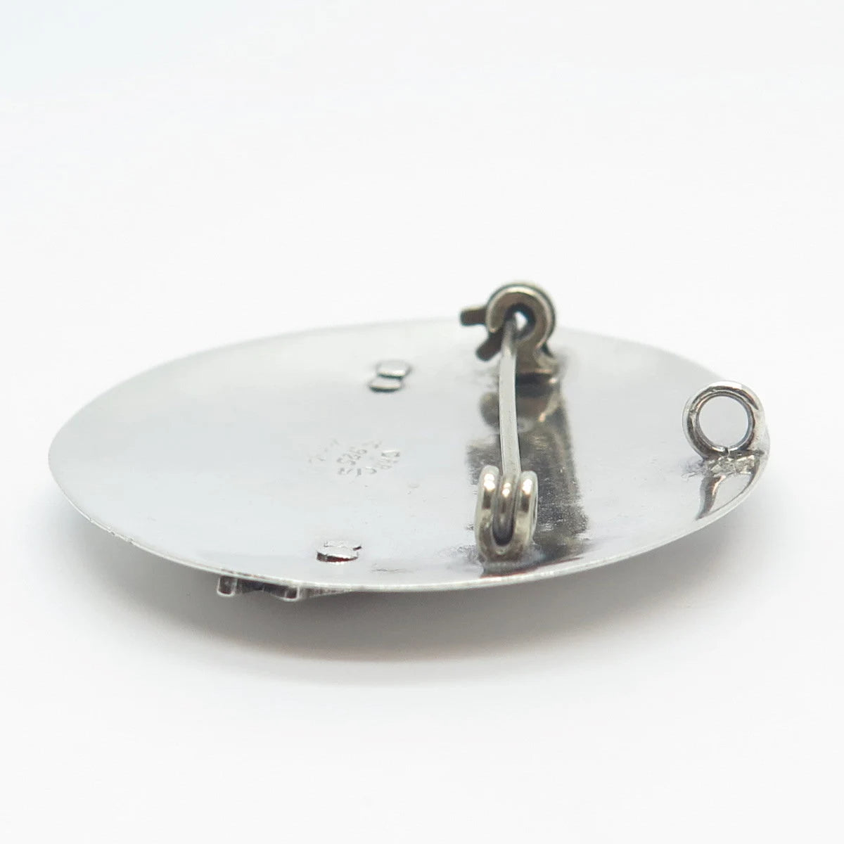 925 Sterling Silver Vintage Mexico A. Garcia Fish Round Pin Brooch