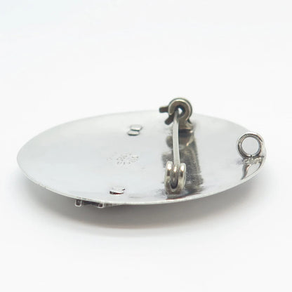925 Sterling Silver Vintage Mexico A. Garcia Fish Round Pin Brooch