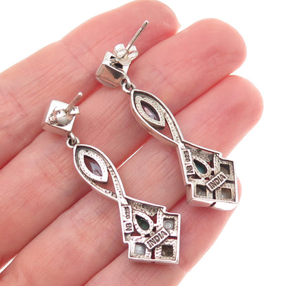 Nicky Butler 925 Sterling Silver Vintage Real Blue Topaz Turquoise MOP Earrings