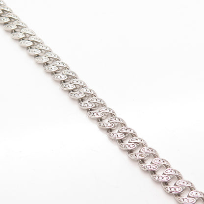 925 Sterling Silver C Z Cuban Link Bracelet 7.75"