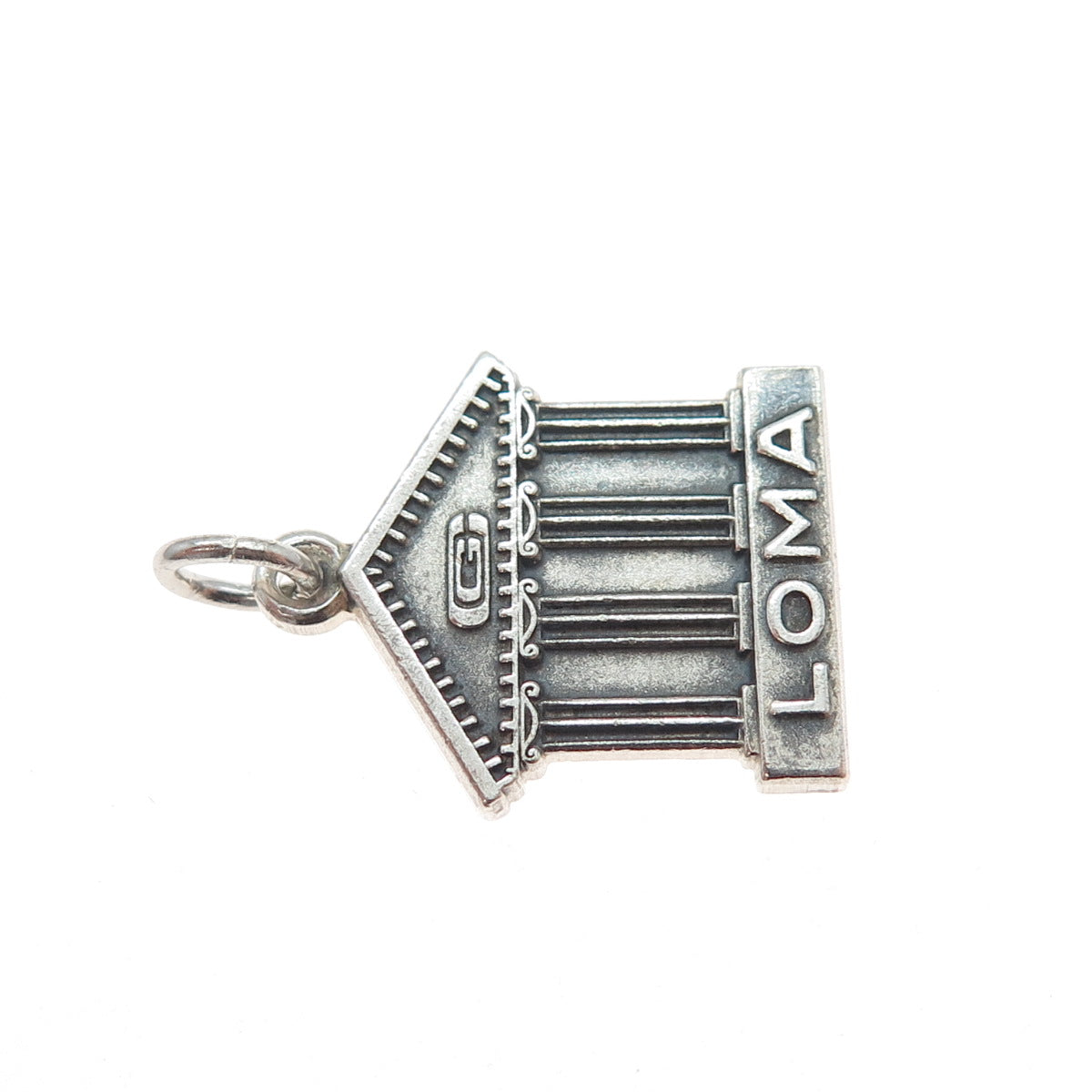 LGB BALFOUR 925 Sterling Silver Vintage Loma Logo Pantheon Oxidized Mini Pendant