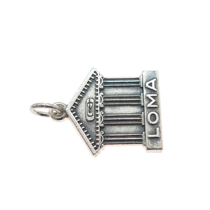 LGB BALFOUR 925 Sterling Silver Vintage Loma Logo Pantheon Oxidized Mini Pendant