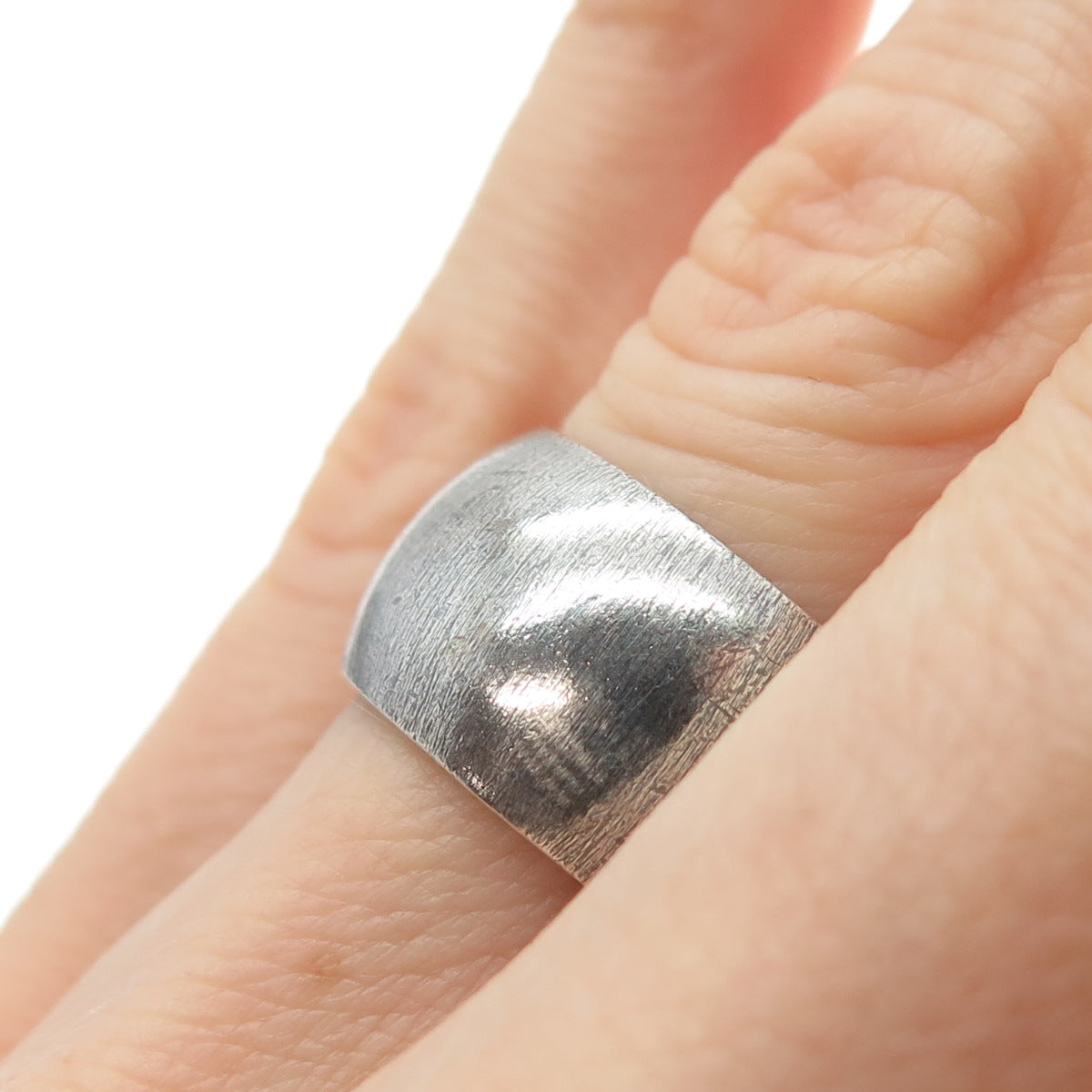 925 Sterling Silver Vintage Cigar Band Oxidized Ring Size 5.75