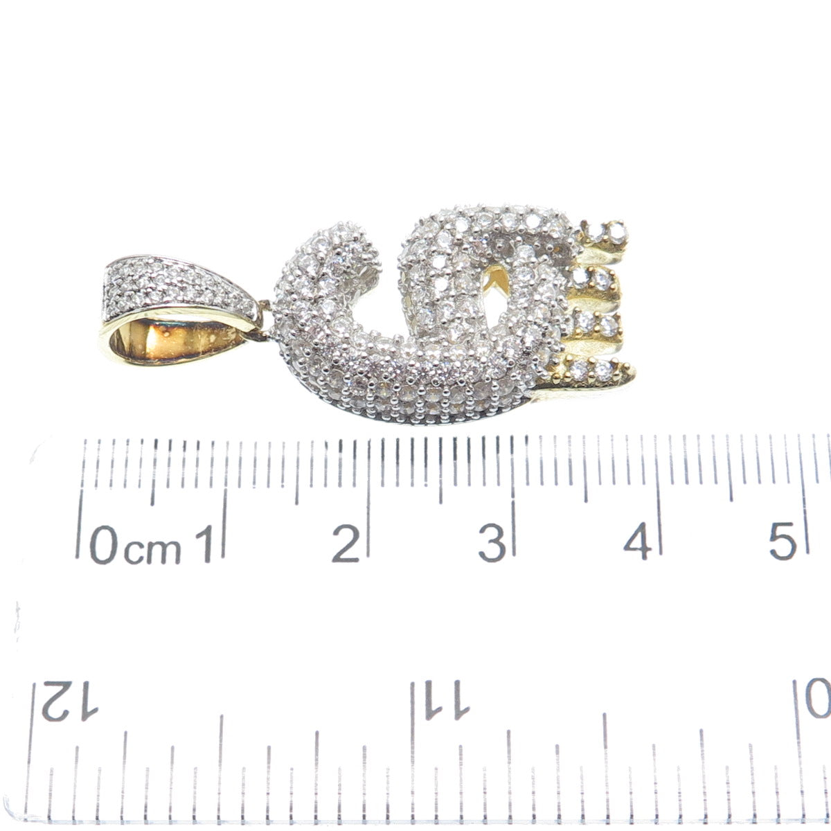 925 Sterling Silver Gold Plated Round-Cut Shaped C Z Letter G Sparkle Pendant