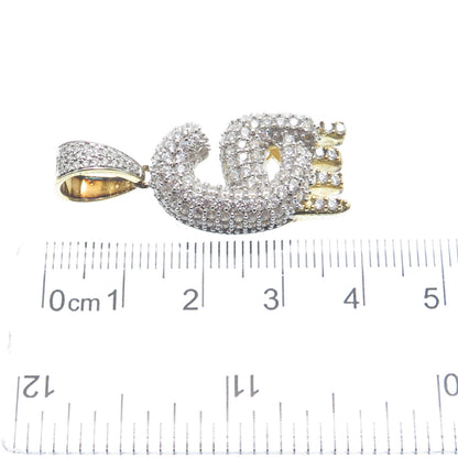 925 Sterling Silver Gold Plated Round-Cut Shaped C Z Letter G Sparkle Pendant