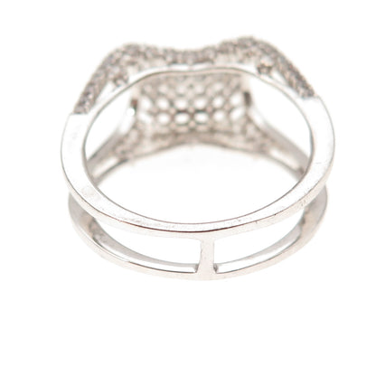925 Sterling Silver Round-Cut C Z Modernist Cage Ring Size 10.25