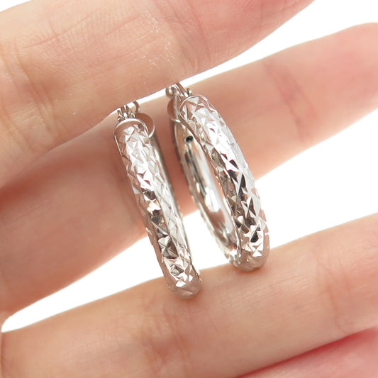 925 Sterling Silver Diamond-Cut Hoop Earrings