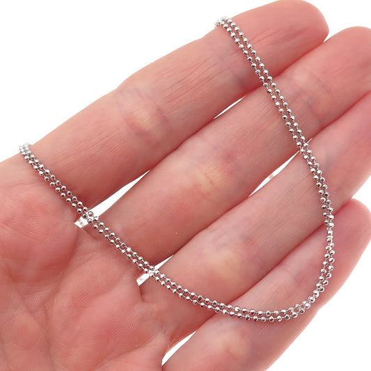 925 Sterling Silver Enamel Ball Beaded Double Chain Necklace 16-18"