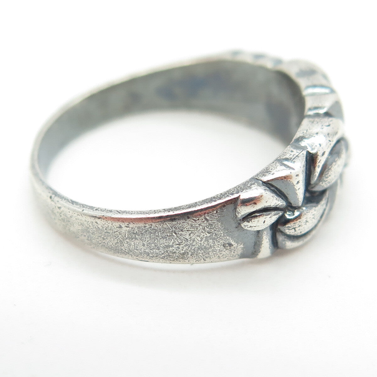 925 Sterling Silver Vintage Modernist Puffy Ring Size 9.25