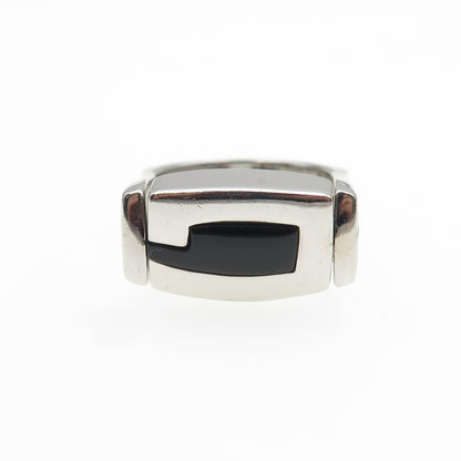 GUESS 925 Sterling Silver Real Black Onyx & MOP Reversible Ring Size 7