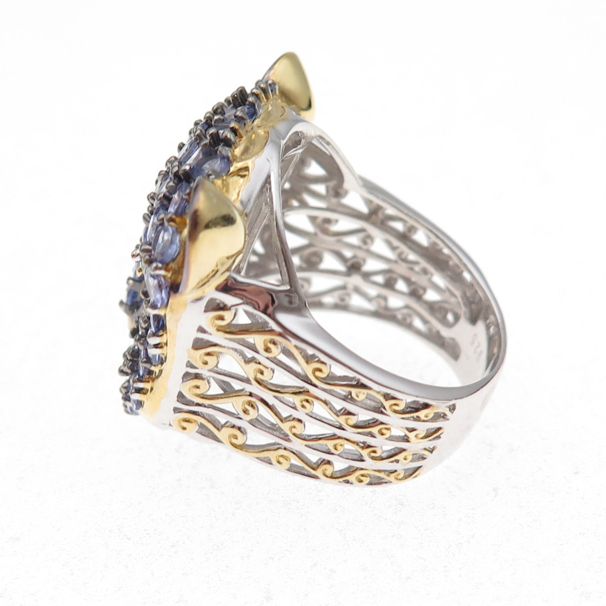 Michael Valitutti Gems En Vogue Silver Tanzanite Peridot Panther Ring Size 8.25