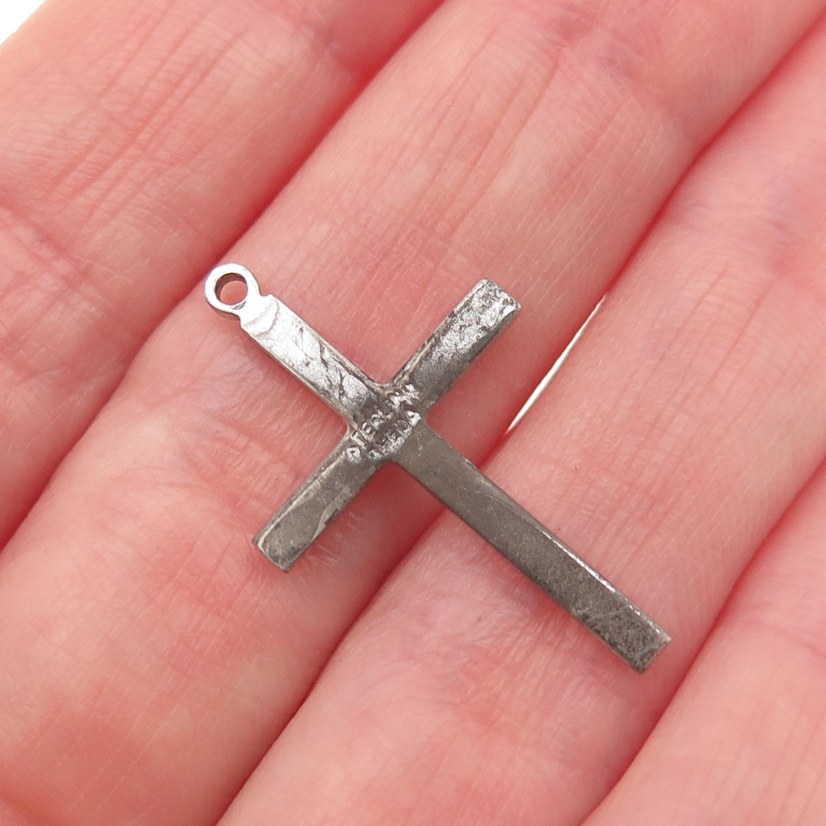 THEDA 925 Sterling Silver Antique Art Deco Real Marcasite Cross Charm Pendant