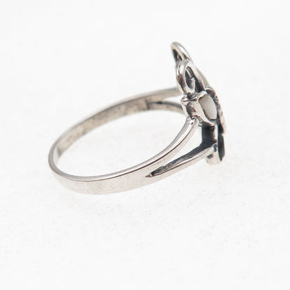Charles Winston 925 Sterling Silver Vintage Real MOP Butterfly Ring Size 9