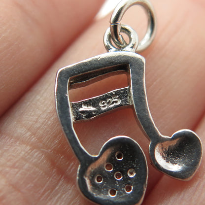 925 Sterling Silver Vintage Round-Cut C Z Eighth Note Minimalist Charm Pendant