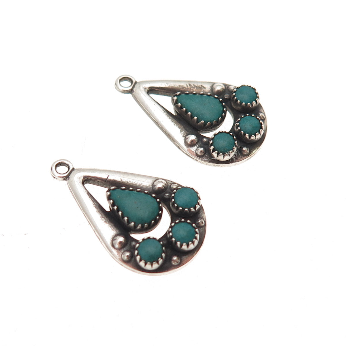 Old Pawn 925 Sterling Silver Vintage Kingman Turquoise Tribal Jacket Earrings