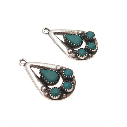 Old Pawn 925 Sterling Silver Vintage Kingman Turquoise Tribal Jacket Earrings