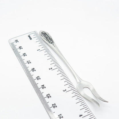 925 Sterling Silver Vintage Black Enamel "Alaska" Pickle / Olive Fork
