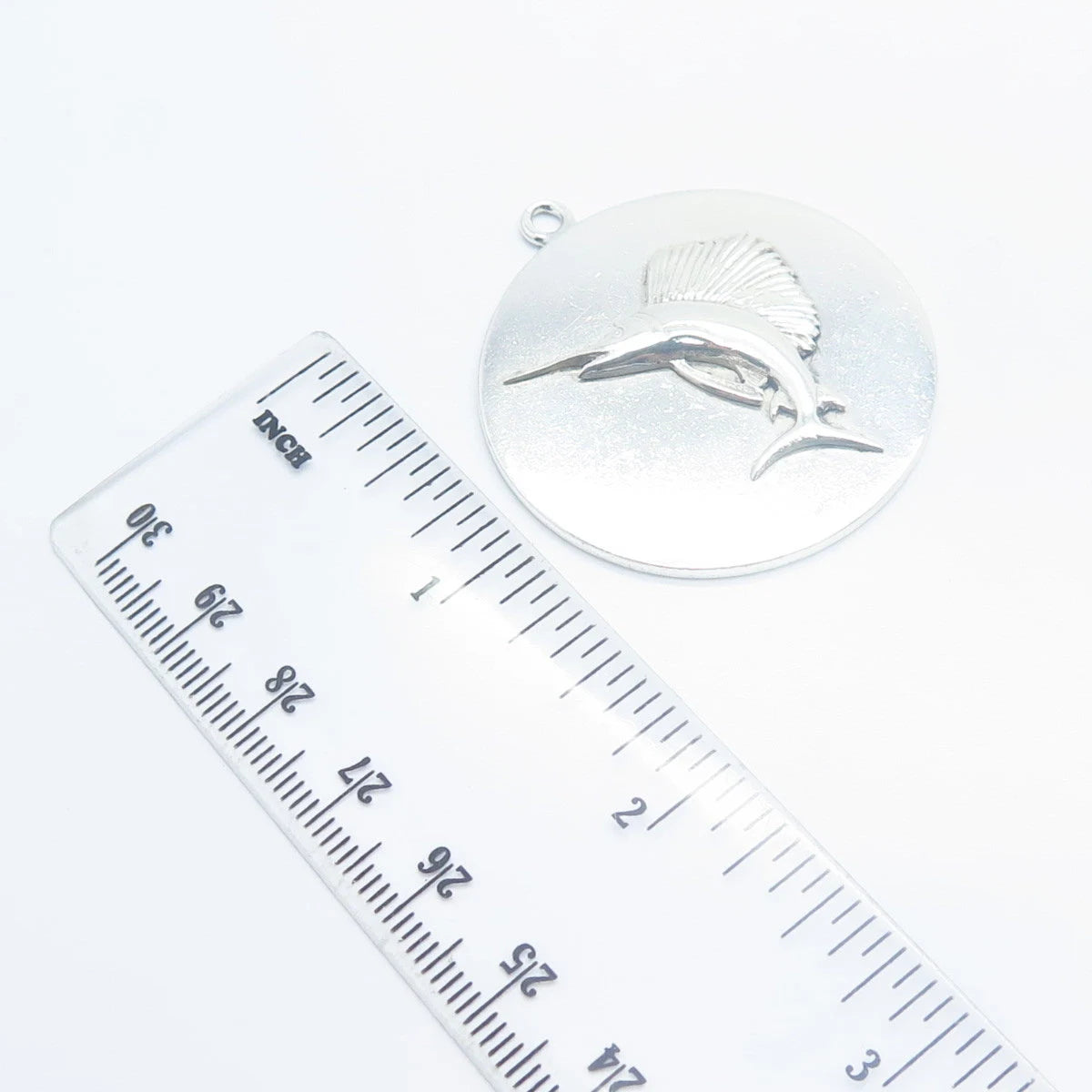925 Sterling Silver Vintage Viking Craft Swordfish Pendant