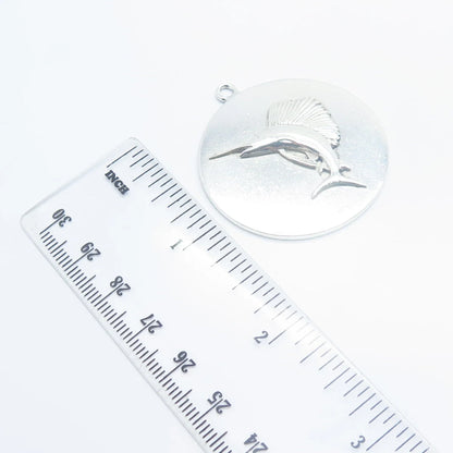 925 Sterling Silver Vintage Viking Craft Swordfish Pendant