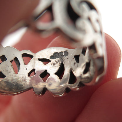 Lois Hill 925 Sterling Silver Vintage Signature Scroll Oxidized Ring Size 7.5