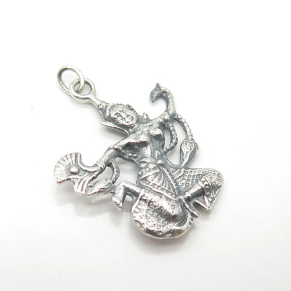 925 Sterling Silver Vintage Niello Hindu Goddess Pendant