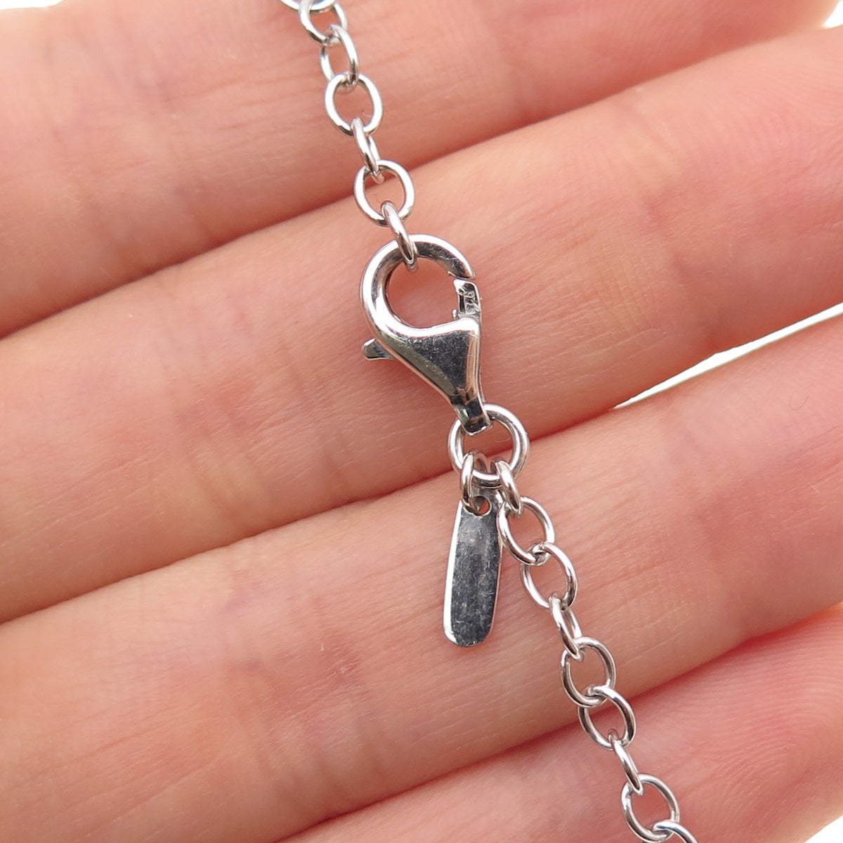 925 Sterling Silver Petal Station Cable Chain Necklace 28"