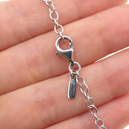 925 Sterling Silver Petal Station Cable Chain Necklace 28"