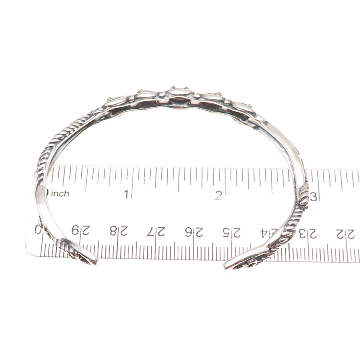 Carolyn Pollack 925 Sterling Silver Vintage Real MOP Adjustable Cuff Bracelet 7"
