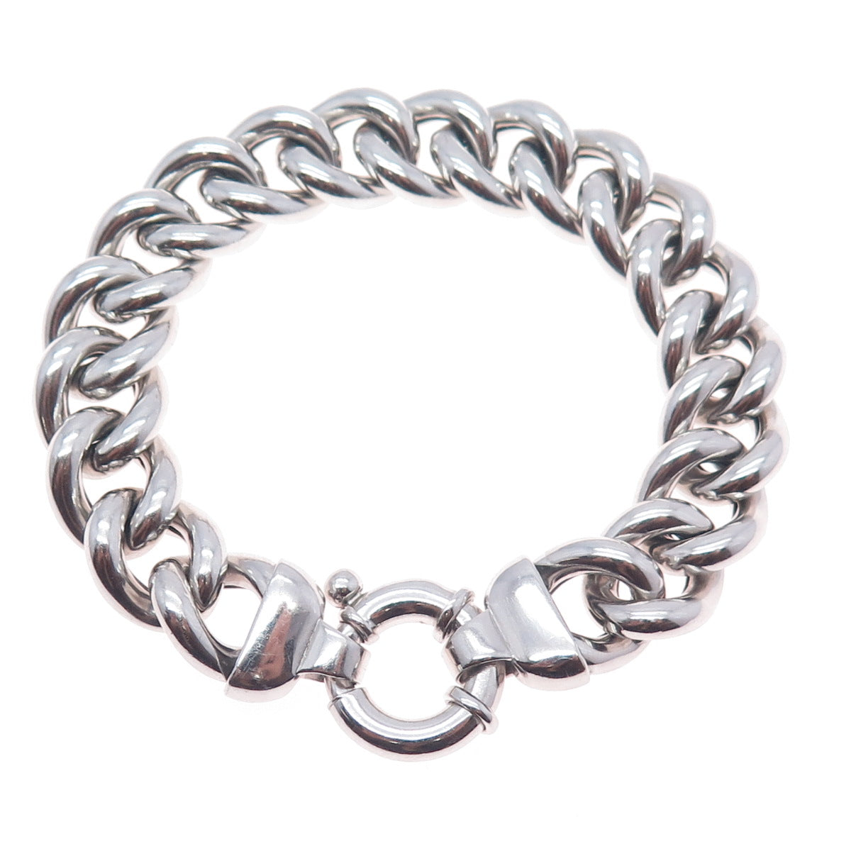 MILOR 925 Sterling Silver Vintage Italy Hollow Curb Link Bracelet 7"