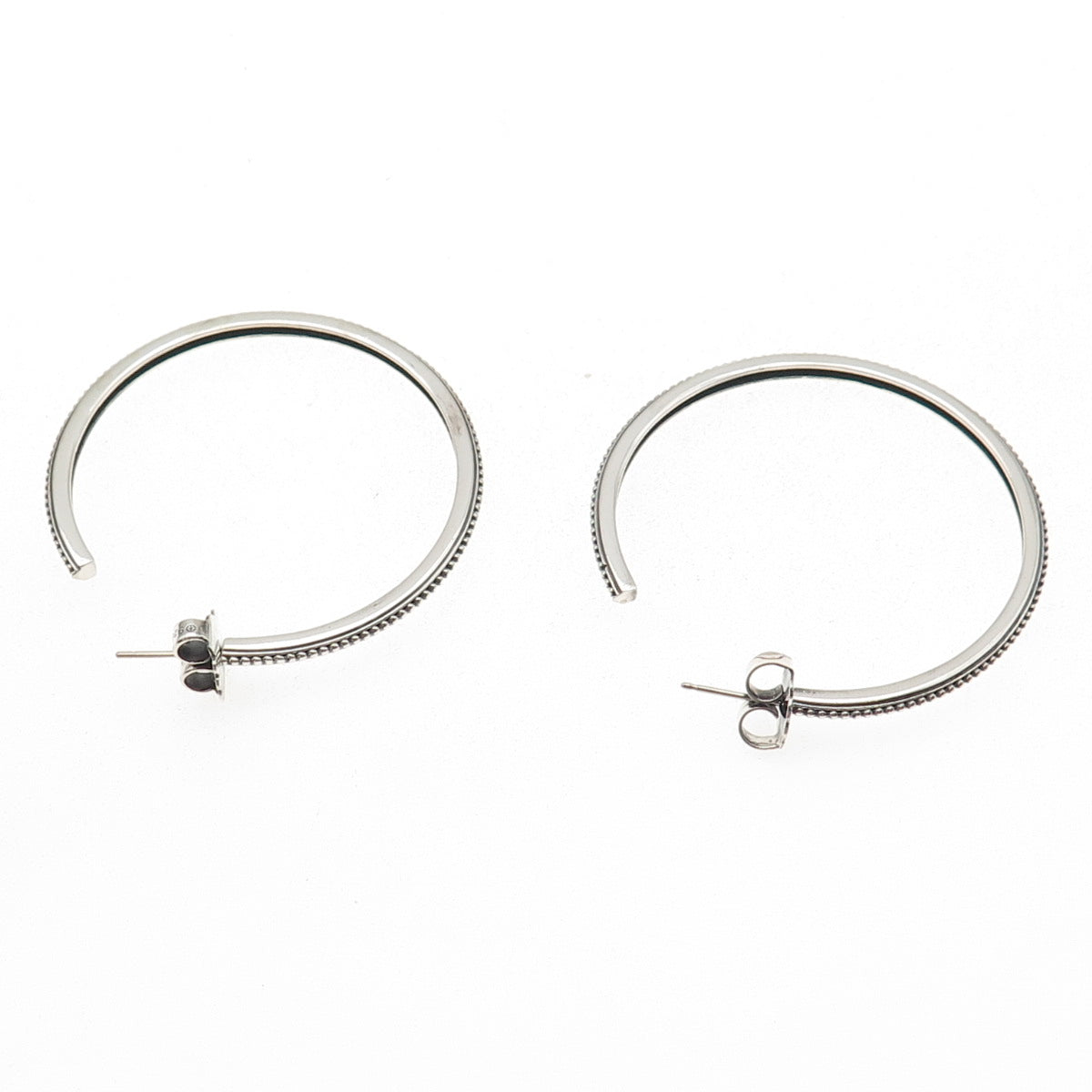 Slane & Slane 925 Sterling Silver Vintage Oxidized Beaded Hoop Earrings