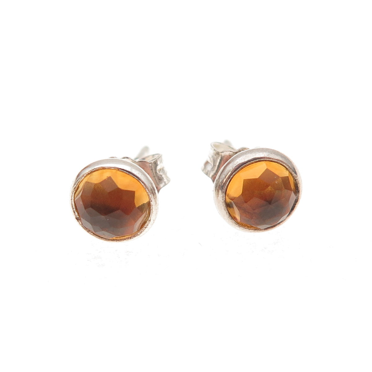 Pandora 925 Sterling Silver Real Citrine November Birthstone Stud Earrings