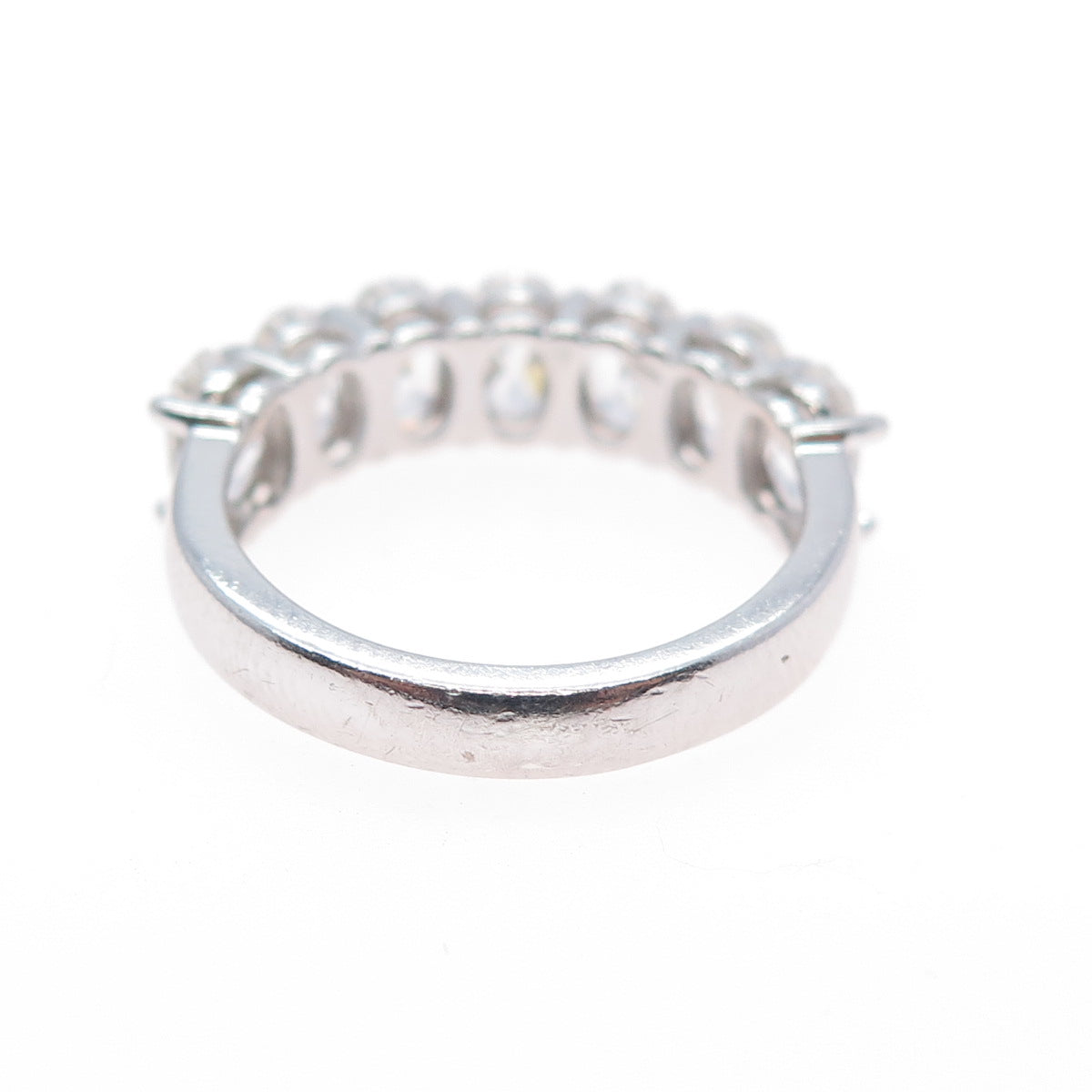 925 Sterling Silver Oval-Cut C Z Half Eternity Ring Size 7.25