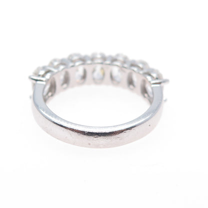 925 Sterling Silver Oval-Cut C Z Half Eternity Ring Size 7.25