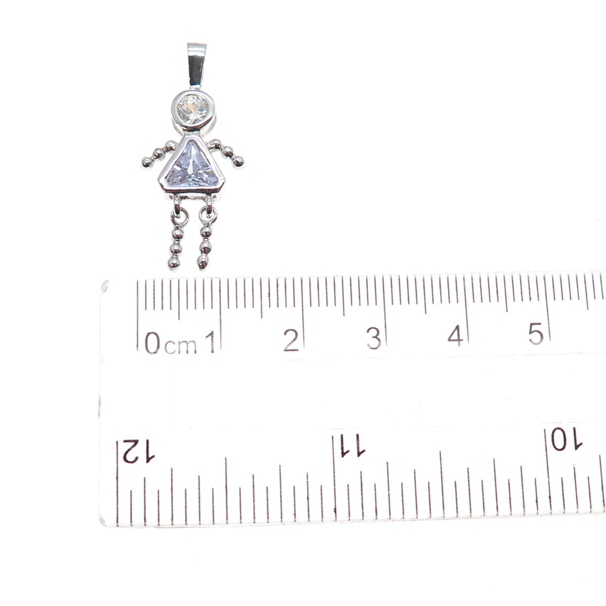 925 Sterling Silver Lavender C Z February Birthstone Girl Articulated Pendant
