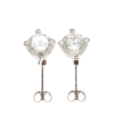 925 Sterling Silver Round-Cut C Z Drop Earrings