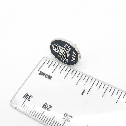 925 Sterling Silver Vintage Black Enamel 1817 Fire Hydrant Lapel Pin