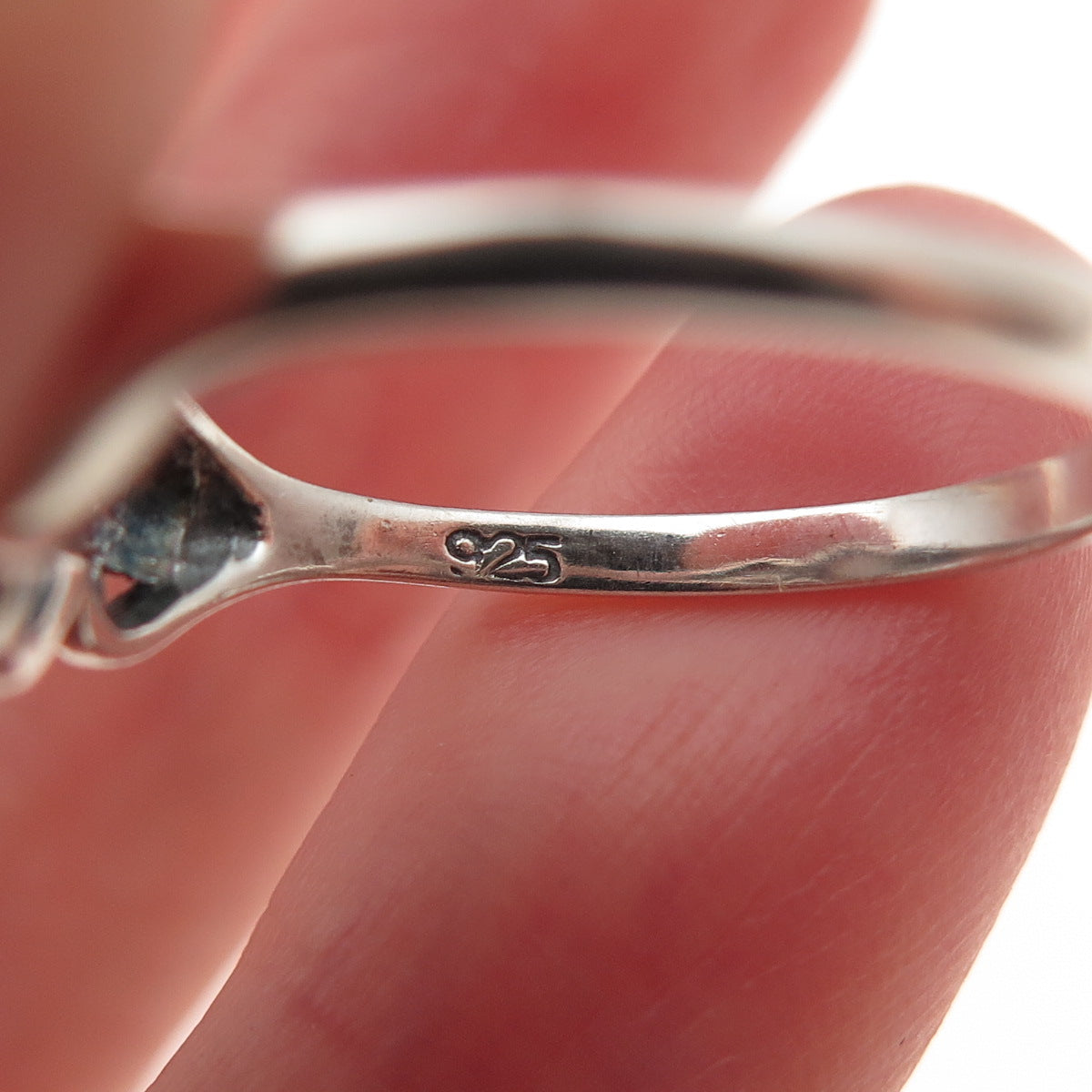 Equinox 925 Sterling Silver Vintage Real Opal Heart Oxidized Ring Size 8