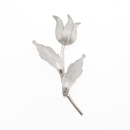 Van Dell 925 Sterling Silver Vintage Tulip Floral Pin Brooch
