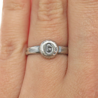 925 Sterling Silver Vintage Letter "G" Initial Ring Size 6.25