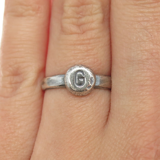 925 Sterling Silver Vintage Letter "G" Initial Ring Size 6.25