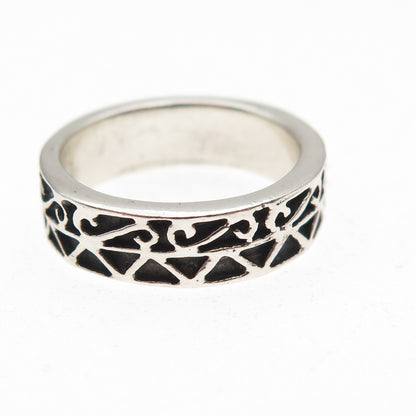 925 Sterling Silver Vintage Scroll Oxidized Band Ring Size 6.25